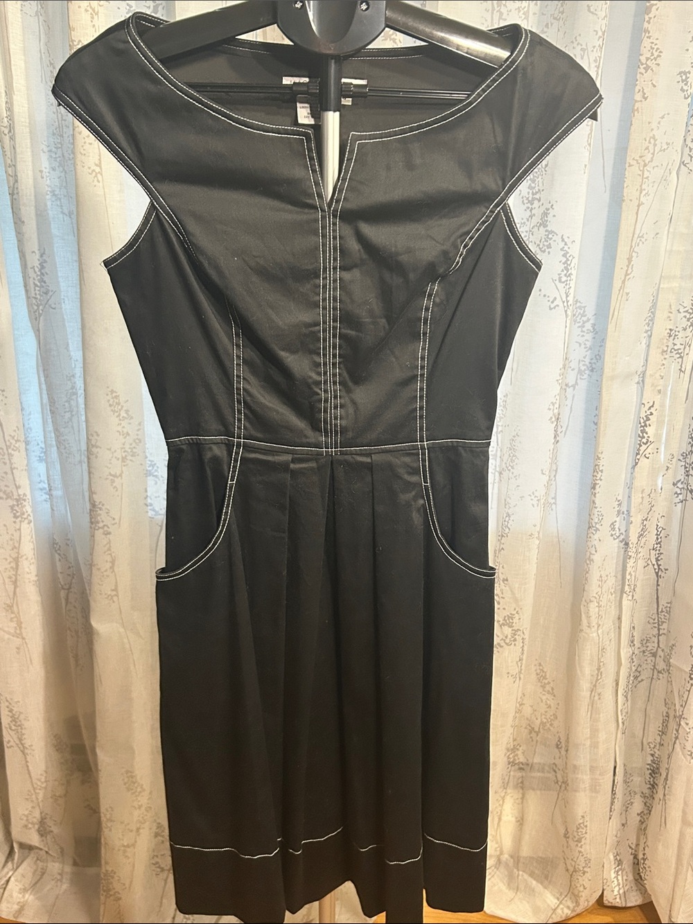 Maggy London Black Dress with White Contrast Stitching